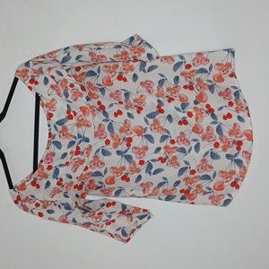 Zac & Rachel Print round neck Ruffle Sleeve Women's Blouse | Size: Small